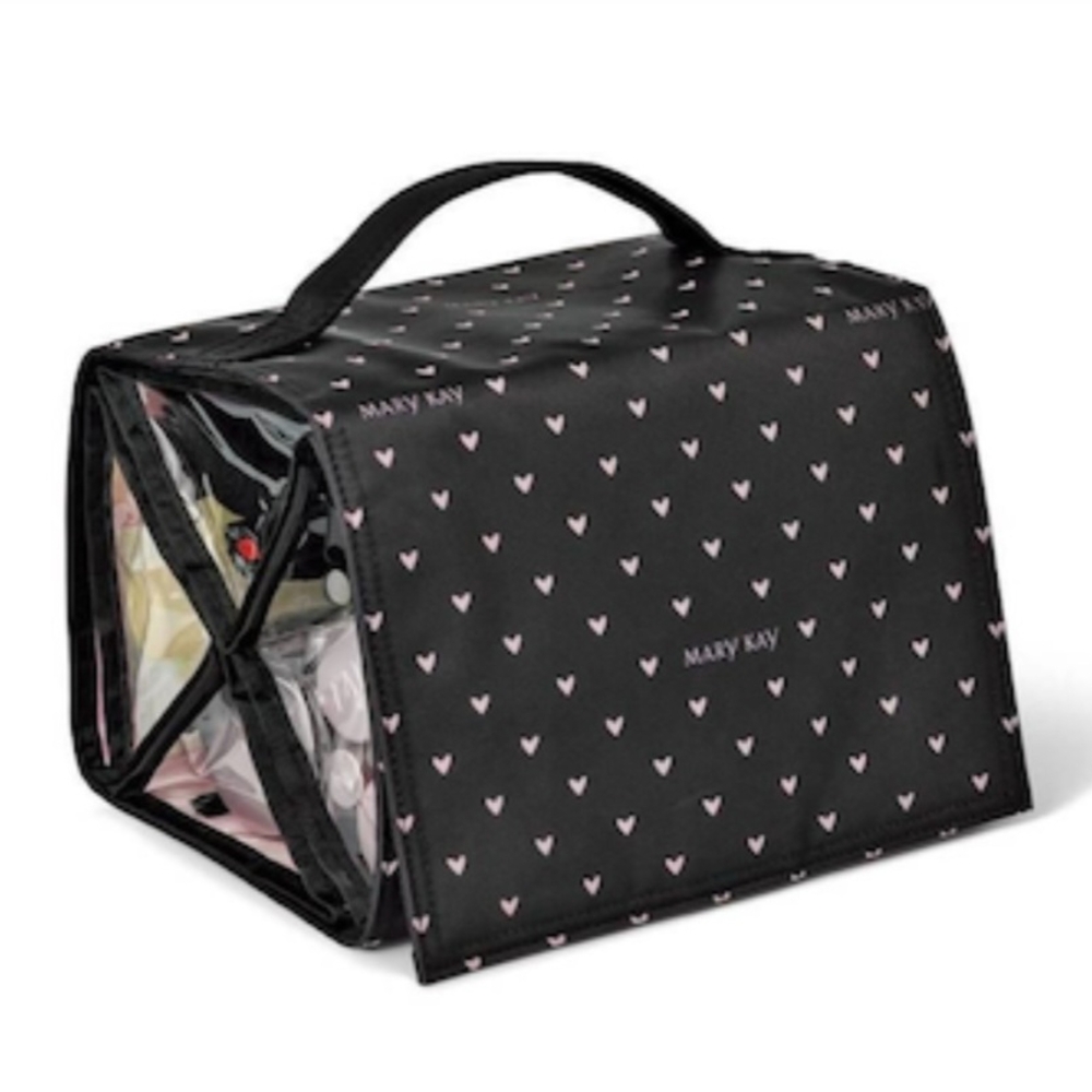 Mary Kay Black and Pink Heart Cosmetic Bag